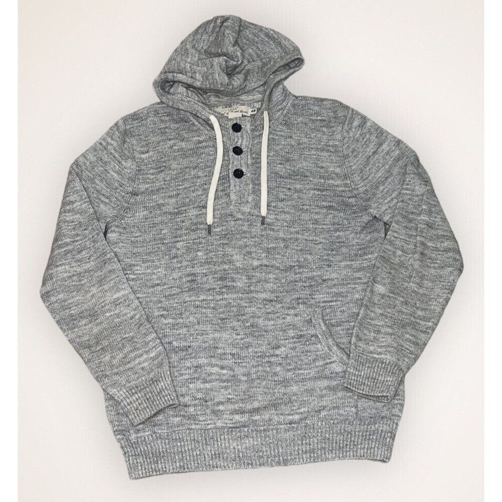 Label Of Graded Goods Gray 1/4 Button Sweater Small Long Sleeve H&M Hooded‎